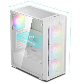 Кутия за компютър Gamdias Case ATX - AURA GC2 Elite White - Mesh, RGB, Tempered Glass