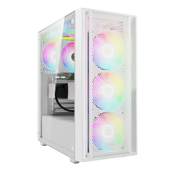 Кутия за компютър Gamdias Case ATX - AURA GC2 Elite White - Mesh, RGB, Tempered Glass