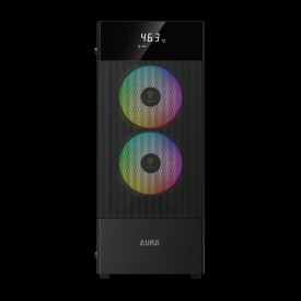 Кутия за компютър GAMDIAS AURA GC5 ELITE ARGB, Mid-Tower, Digital Display, 3 ARGB Fans