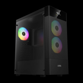 Кутия за компютър GAMDIAS AURA GC5 ELITE ARGB, Mid-Tower, Digital Display, 3 ARGB Fans