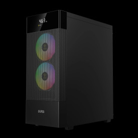 Кутия за компютър GAMDIAS AURA GC5 ELITE ARGB, Mid-Tower, Digital Display, 3 ARGB Fans