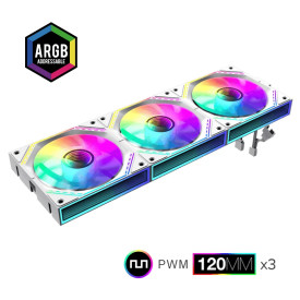 Комплект вентилатори GameMax FN12A-S3I-W, 3x120 mm, ARGB, Daisy-Chain, White