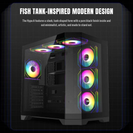 Кутия за компютър GameMax HYPE-A BK, Mid-Tower ATX, Tempered Glass, ARGB, Black