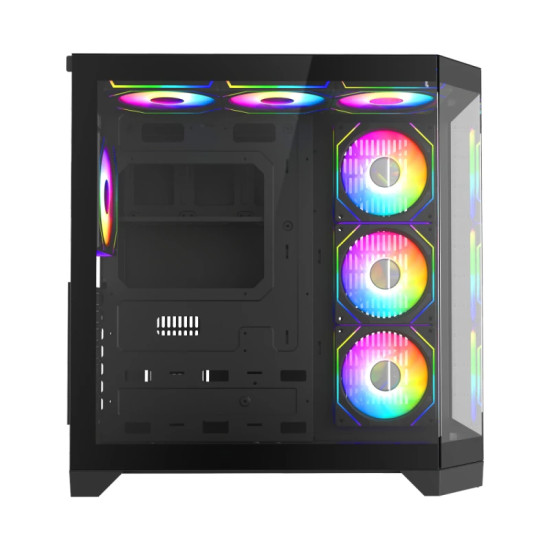 Кутия за компютър GameMax HYPE-A BK, Mid-Tower ATX, Tempered Glass, ARGB, Black