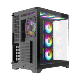 Кутия за компютър GameMax HYPE-A BK, Mid-Tower ATX, Tempered Glass, ARGB, Black