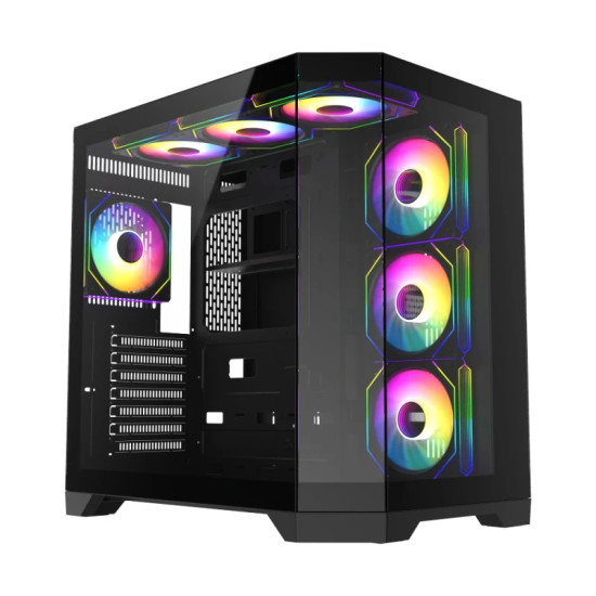 Кутия за компютър GameMax HYPE-A BK, Mid-Tower ATX, Tempered Glass, ARGB, Black