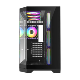 Кутия за компютър GameMax HYPE-A BK, Mid-Tower ATX, Tempered Glass, ARGB, Black
