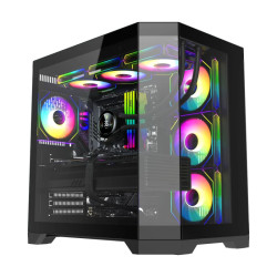 Кутия за компютър GameMax HYPE-A BK, Mid-Tower ATX, Tempered Glass, ARGB, Black