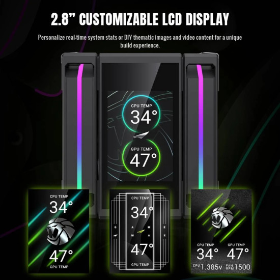 Охладител за процесор Gamemax CPU Cooler Sigma 620 LCD Black - Addressable RGB