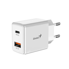 Зарядно Genius Fast Charger PD-20AC - 20W, USB-A, USB-C, PD3.0, QC3.0, White