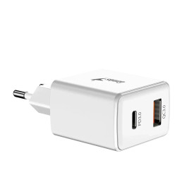 Зарядно Genius Fast Charger PD-20AC - 20W, USB-A, USB-C, PD3.0, QC3.0, White