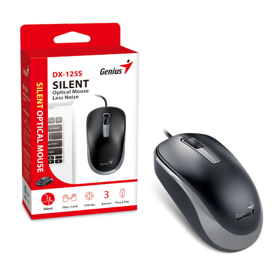 Мишка Genius Silent Mouse DX-125S Black+Grey - SILENT, USB