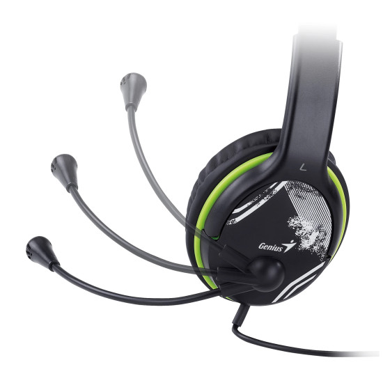 Слушалки Genius Headset HS-400A - 3.5 mm, Mic, Black/Green