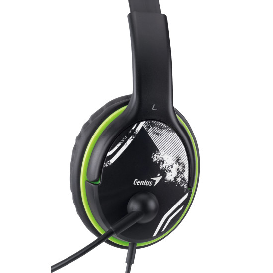 Слушалки Genius Headset HS-400A - 3.5 mm, Mic, Black/Green