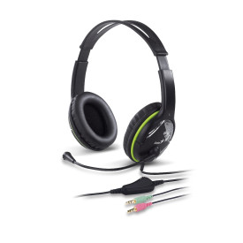 Слушалки Genius Headset HS-400A - 3.5 mm, Mic, Black/Green