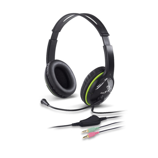 Слушалки Genius Headset HS-400A - 3.5 mm, Mic, Black/Green