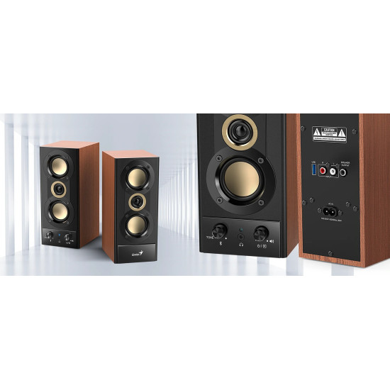 Тонколони Genius Speakers 2.0 - SP-HF800BT - 20W RMS, Bluetooth 5.3, Wood