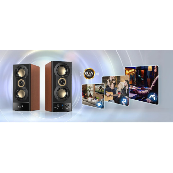 Тонколони Genius Speakers 2.0 - SP-HF800BT - 20W RMS, Bluetooth 5.3, Wood