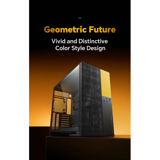Кутия за компютър Geometric Future Case EATX - Model 5 Vent Black/Yellow