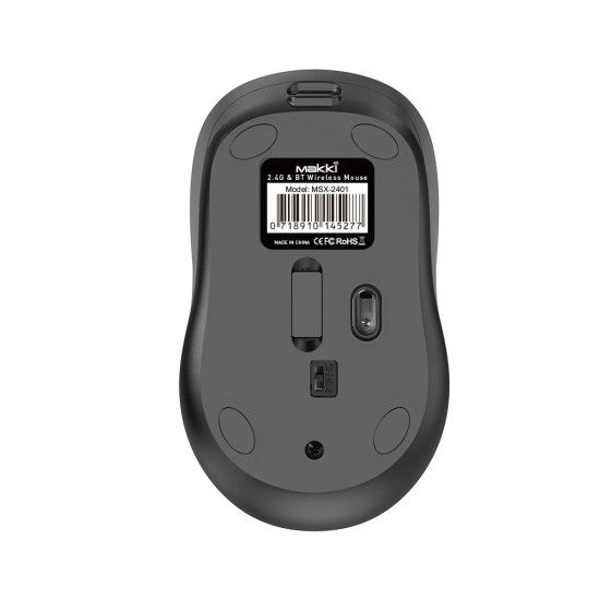 Безжична мишка Makki Wireless Mouse MAKKI-MSX-2401 - USB-C, Silent, 1600dpi, 2.4G, Bluetooth, Rechargeable