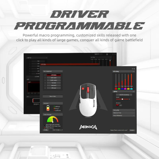 Безжична мишка Marvo Wireless Gaming Mouse Monka Vero G966W - 10000dpi, Bluetooth, 2.4G