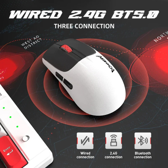 Безжична мишка Marvo Wireless Gaming Mouse Monka Vero G966W - 10000dpi, Bluetooth, 2.4G