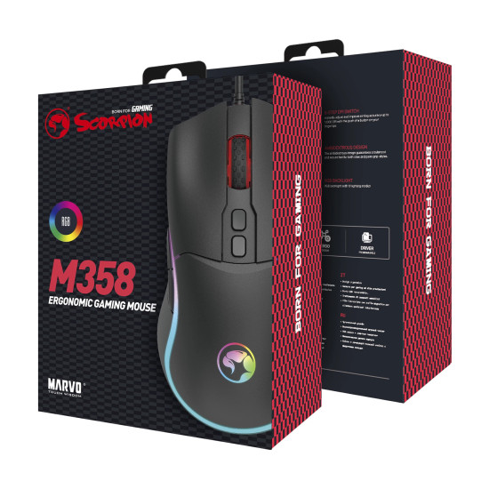 Мишка Marvo Gaming Mouse M358 RGB - 7200dpi, 7 programmable buttons