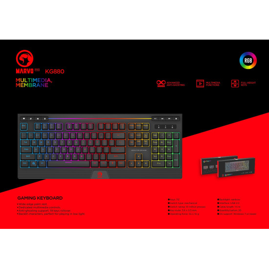 Клавиатура Marvo PRO Gaming Keyboard 112 keys - KG880