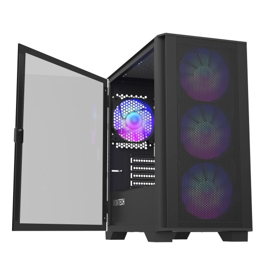 Кутия за компютър Montech AIR 100 ARGB, Micro ATX Case, TG, 4x120mm ARGB Fans, Black