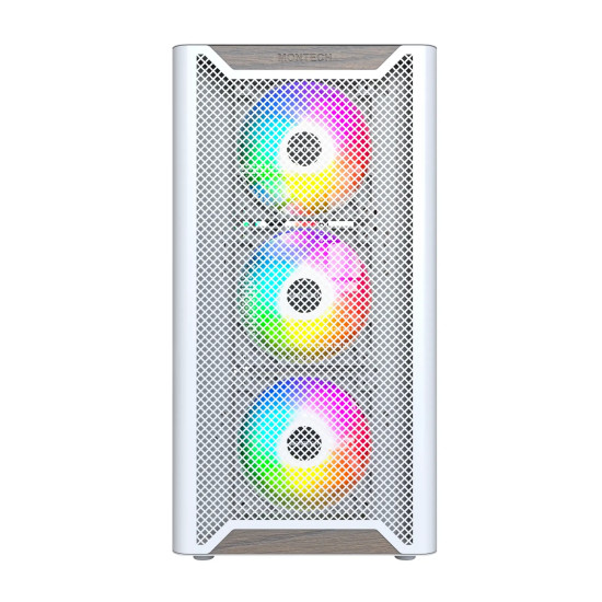 Кутия за компютър Montech Case ATX - XR Wood (W) - 4 x 120 mm ARGB Fans, Wood, USB-C, White