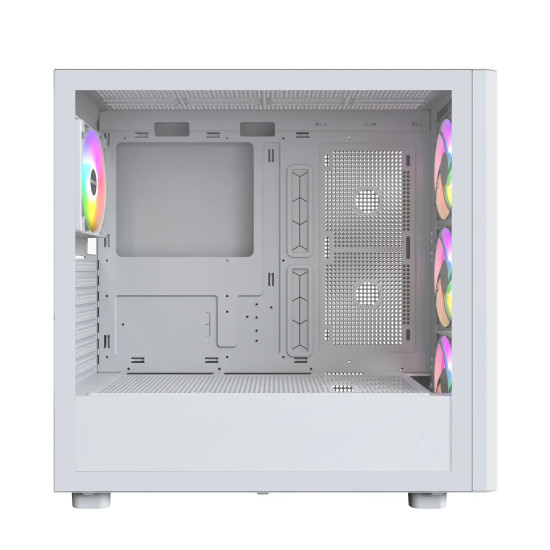 Кутия за компютър Montech Case ATX - XR Wood (W) - 4 x 120 mm ARGB Fans, Wood, USB-C, White