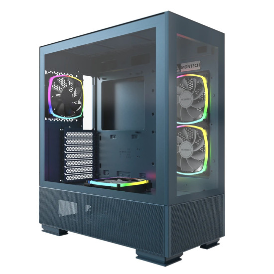 Кутия за компютър Montech SKY TWO, Mid-tower Case, TG, 4x120mm ARGB Fans, Morocco Blue