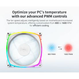 Вентилатор Montech AX120 PWM, Fan 120mm, ARGB, White