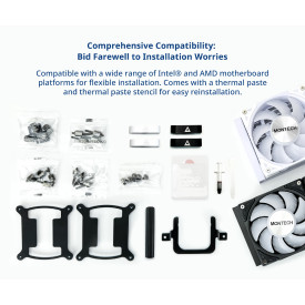 Водно охлаждане Montech Hyper Flow ARGB 360, CPU Liquid Cooler, White