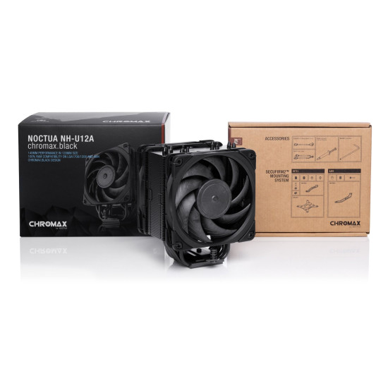 Охладител за процесор Noctua CPU Cooler NH-U12A chromax.black Dual Fans - LGA1700/2066/1200/AMD