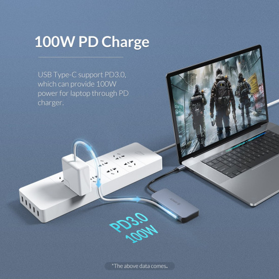 Докинг станция Orico Docking Station Type-C Power Distribution 3.0 100W - LAN, HDMI, Type-C x 1, USB3.0 x 3 - MC-U602P