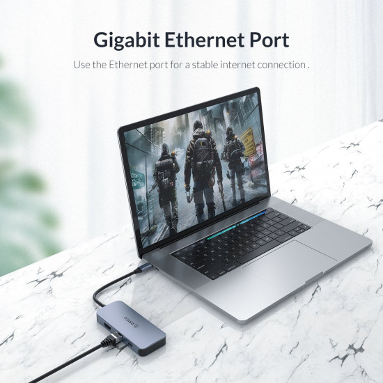 Докинг станция Orico Docking Station Type-C Power Distribution 3.0 100W - LAN, HDMI, Type-C x 1, USB3.0 x 3 - MC-U602P