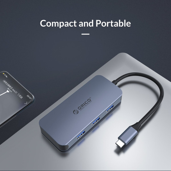 Докинг станция Orico Docking Station Type-C Power Distribution 3.0 100W - LAN, HDMI, Type-C x 1, USB3.0 x 3 - MC-U602P