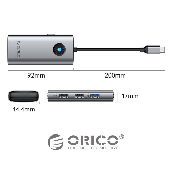 Докинг станция Orico Docking Station Type-C Power Distribution 60w - PW11-5P-GY-EP - HDMI, USB3.0 x1, USB2.0 x1