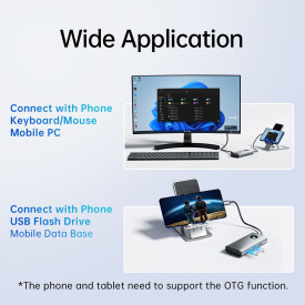 Докинг станция Orico Docking Station Type-C Power Distribution 60w - PW11-5P-GY-EP - HDMI, USB3.0 x1, USB2.0 x1