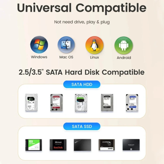 HDD докинг станция Orico Storage - HDD/SSD Dock - 2.5/3.5 inch USB-C - DD18U3-EU-BK