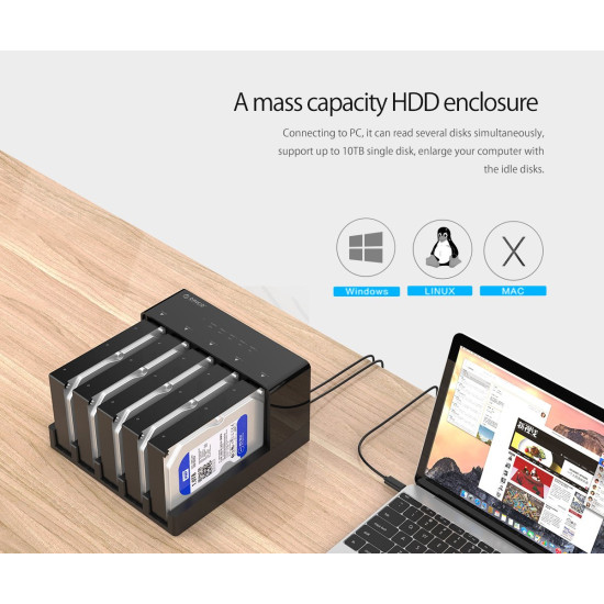 Докинг станция Orico Storage - HDD/SSD Dock/Duplicator - 5x 2.5 and 3.5 inch USB3.0 - 6558US3