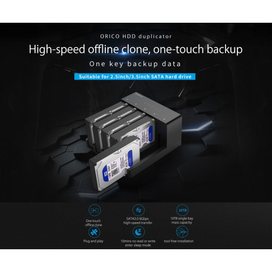 Докинг станция Orico Storage - HDD/SSD Dock/Duplicator - 5x 2.5 and 3.5 inch USB3.0 - 6558US3