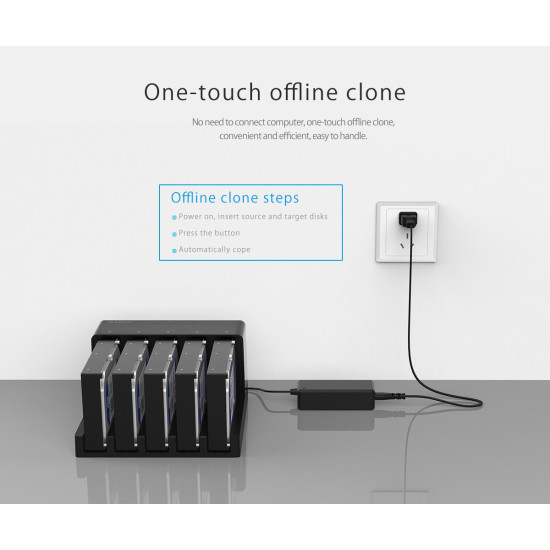 Докинг станция Orico Storage - HDD/SSD Dock/Duplicator - 5x 2.5 and 3.5 inch USB3.0 - 6558US3