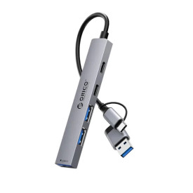 USB хъб Orico HUB USB-C 5 port - USB3.0 x 1, USB2.0 x 2, USB-C x 2, Aluminium - YSA4-U2-GY