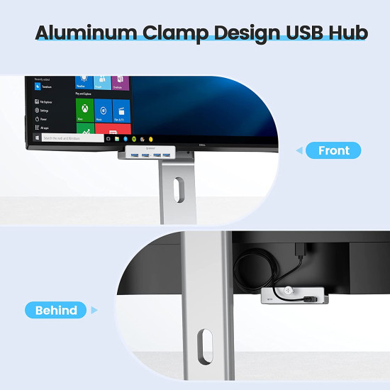 USB хъб Orico USB 3.0 HUB Clip Type 4 port - aux Micro-USB power input, Aluminum - MH4PU-P-SV