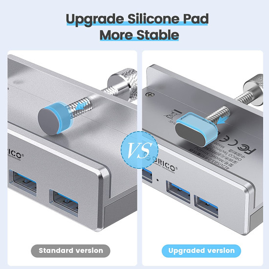 USB хъб Orico USB 3.0 HUB Clip Type 4 port - aux Micro-USB power input, Aluminum - MH4PU-P-SV