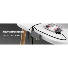 USB хъб Orico USB 3.0 HUB Clip Type 4 port - aux Micro-USB power input, Aluminum - MH4PU-P-SV