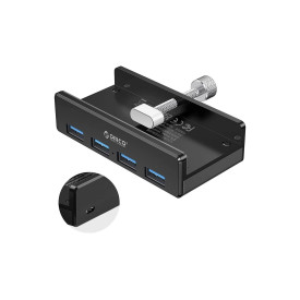 USB хъб Orico USB 3.0 HUB Clip Type 4 port - aux Micro-USB power input, Black - MH4PU-P-BK