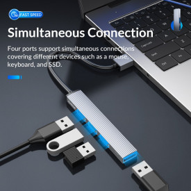 USB хъб Orico USB3.0/2.0 HUB 4 port, Aluminum - AH-A13-GY